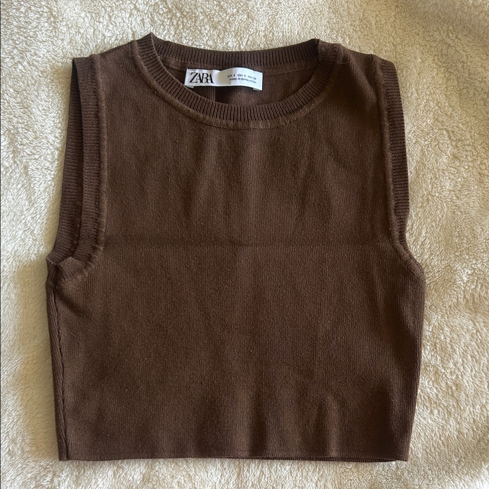 Zara Chocolate Brown Knit Tank